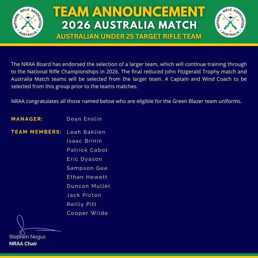 2026 Australian Under 25 Target Rifle Team