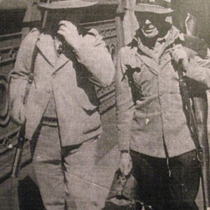 ___ & Harold Temperley crossing old railway bridge, Nicholas St Ipswich, on way to train from Ipswich to Redbank