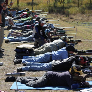 Firing line - full bore competitors on the mound in 2014 Ipswich prize meet